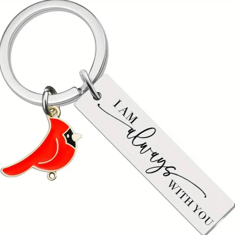 Red Cardinal Bird Keychain, NEW
